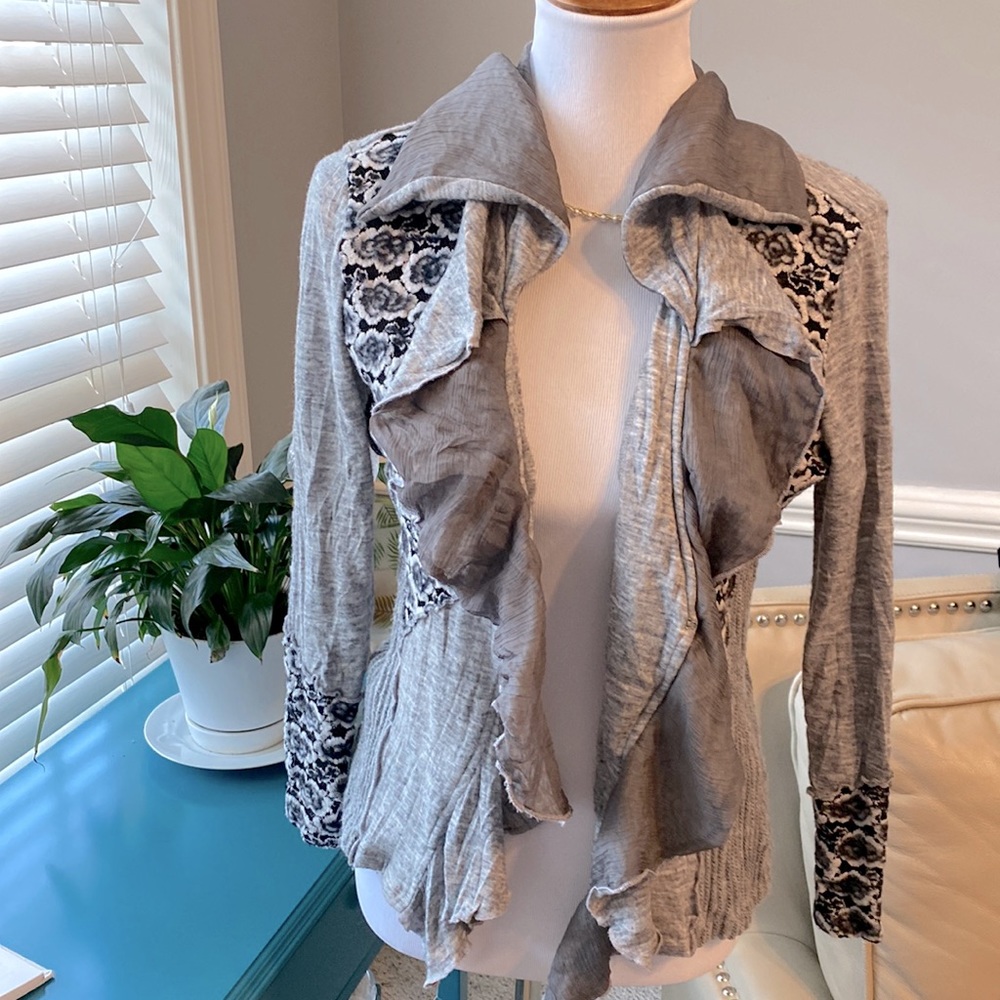 Multi Pattern, Gray On Gray Cardigan - image 1